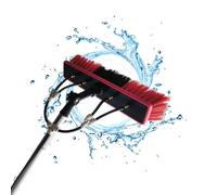 Brosse Telescopique Toiture 3-9 m, Perche Télescopique Nettoyage, Télescopique Brosse avec Conduites d'eau et Balais pour Fenêtres Hautes Intérieure et Les Panneaux Solaires (35cm,9m)