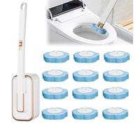 Brosse Toilettes WC Suspendu Nettoyeur Toilette Murale Brosse WC Jetable Recharge Anti-Goutte Antibactérienne 12 Recharges de Détergent Support (Blanc+12pcs)