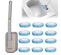 Brosse Toilettes WC Suspendu Nettoyeur Toilette Murale Brosse WC Jetable Recharge Anti-Goutte Antibactérienne 12 Recharges de Détergent Support (Gris+12pcs)