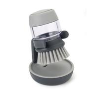 Brosse à vaisselle ronde avec réservoir et reposoir gris