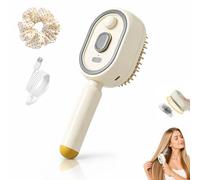Brosse Vapeur Électrique Pour Cheveux, Lisseur Rechargeable À Brume Et Peigne Démêlant, Brosse Vapeur Anti-frisottis Et Antistatique(Beige)