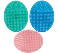 Brosse visage manuelle silicone et Brosse exfoliante pour adultes，Brosse de bain cuir chevelu bebe，Brosse de massage bebe，Brosse à bébé pour Cradle Cap，Brosse en silicone souple (Bleu+Rose+Vert)