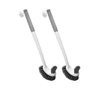 Brosse WC à long manche, ventouse, fixation murale, double face, coude, sans angle mort, nettoyage à la dérobée.(Grey-2pcs)