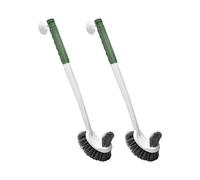 Brosse WC à long manche, ventouse, fixation murale, double face, coude, sans angle mort, nettoyage à la dérobée.(Green-2pcs)