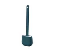 Brosse WC anti-fuite avec base en silicone à tête plate et poils souples - Vert jade foncé