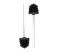 Brosse WC avec Manche en INOX, 2 pièces, tête de Brosse Noire Ø 8 cm, Manche de Brosse de 26 cm avec Filetage M14, tête de Balai WC Amovible, Brosse WC de Rechange, Brosse WC avec Manche