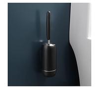 Brosse WC avec poignée, design sans angle mort, brosse de nettoyage de toilettes en silicone pour la maison, nettoyeur de toilettes mural, noir et argent, outil de nettoyage sans effort