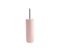 MSV - Brosse WC Porte-Balai Toilette Inagua - Ensemble WC à Poser en Polystyrène - Manche en Acier Inoxydable - Couleur Rose Clair - Tête de Brosse Échangeable