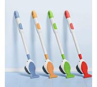 Brosse WC avec support ventouse stable, construction en plastique et motif de poils conçus pour une performance sans angle mort (rouge)