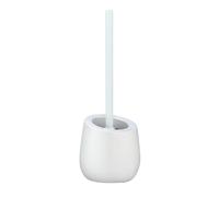 Brosse WC Badi blanc céramique | Avec surface mate, avec brosse WC de Ø 7,5 cm, tête de brosse en silicone noir avec effet antiadhésif, Ø 13,5 x 38 cm