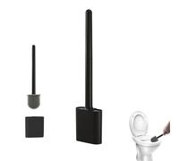 Brosse WC, Brosse Toilettes WC Silicone, Balai Toilette WC et Support, Brosse de Toilettes WC Noir, Balayette WC Suspendu Mural Salle de Bain sans Percage, Séchage Rapide, sans Odeur (Blanc et Noir)