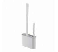 Brosse WC combinée silicone TPR avec petite brosse montage mural sans perçage système vidangeable - Gris