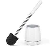 Brosse WC compacte avec support ventilé pour nettoyage en profondeur de salle de bain (1, blanc)