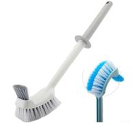 Brosse WC conçue pour un montage mural avec double poils, courbe ergonomique et construction en plastique pour une utilisation à long terme