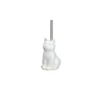 Brosse wc en céramique - chat - blanc