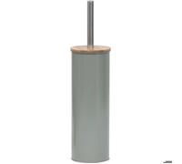 Tendance - Brosse WC Métal Couvercle Bambou - Kaki - Salle de Bain - Poubelles et Brosses WC