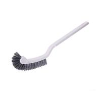 Brosse WC en plastique avec long manche et design incurvé pour un nettoyage efficace des coins des bords de toilettes dans les maisons et les lieux commerciaux (Gris)