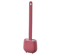 Brosse WC en silicone avec support au sol | Ensemble de brosses pour cuvette de toilette | Design trou de drainage | Nettoyage en profondeur de la cuvette WC avec installation à poinçon libre pour