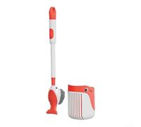 Brosse WC en silicone avec support, brosse WC murale avec base à séchage rapide et piston de rangement, brosse de salle de bain pour usage domestique (rouge)