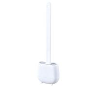 Brosse WC en silicone - Brosse WC et support | Fixation murale - Brosse à récurer huilet - Poils de nettoyage en profondeur - Avec support au sol et support mural pour une utilisation sans coin mort