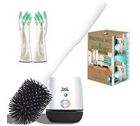 Brosse WC en Silicone & Support Mural | JaMoonLBV JmL® Marque Française | Nettoyage Hygiénique Facile | Balai de Toilette | Balayette Antibactérienne, Hygiénique | Long Manche & Support Suspendu