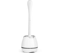 Brosse WC et Support, Brosse de Cuvette de Toilette avec Support ventilé et Manche Long Ergonomique, Poils durables pour Le Nettoyage de la Salle de Bain (Blanc)
