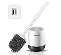 Brosse WC et Support, Brosse de Toilette Brosse WC en Silicone, Balayette WC Ensemble à Manche Long avec Séchage Rapide Support Set, Mural Monté/Au Sol