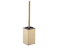 Brosse WC et support en acier inoxydable, autoportant, long manche, ensemble de brosse WC carrée, nettoyeur robuste pour salle de bain, avec brosse en plastique amovible (doré)