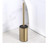 Brosse WC et support en acier inoxydable - Longue poignée - Robuste - Pour salle de bain - Doré