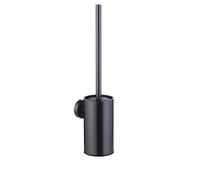 Brosse WC et support en acier inoxydable, montage mural, facile à installer, long manche, nettoyant robuste pour salle de bain (noir)
