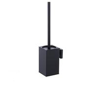 Brosse WC et support en acier inoxydable, montage mural, long manche, brosse WC carrée, nettoyeur robuste pour salle de bain, avec brosse amovible en plastique (noir)