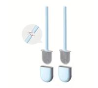 Brosse WC flexible en silicone et support anti-goutte antibactérien, ventilé, séchage rapide, sans odeur, outil de nettoyage efficace (bleu)