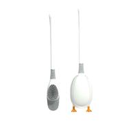 Brosse WC,Forme de Canard Mignon Brosse Toilettes WC,Brosse Toilette et Supports,Montage Mural ou au Sol, Brosse pour Le Nettoyage de Salle de Bain,Brosse Toilette en Silicone avec Support (Blanc)