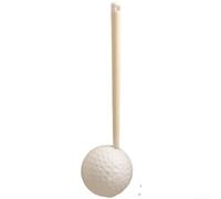 Brosse WC Golf à long manche avec rotation à 360 degrés, double tête à poils et support mural (jaune laiteux)