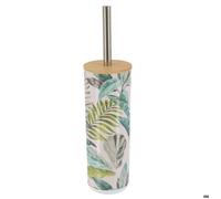 Brosse WC imprimée en plastique avec couvercle en bambou décor Jardin d'hiver - Tendance