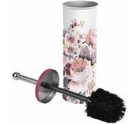 Brosse WC Imprimée "Jayana" 37cm Blanc & Rose Blanc G