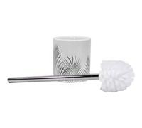 Douceur d'Intérieur, Brosse WC (Diamètre 10.6 x 40 cm) Orbella Blanc/Argent, Céramique Imprimée Argent