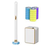 Brosse WC jetable avec 18 têtes en éponge de rechange, kit de baguette WC murale avec support - Blanc