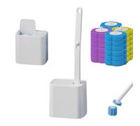 Brosse WC jetable avec 24 recharges, design One-Touch Snap pour un remplacement facile, baguette nettoyante hygiénique et solution de nettoyage sans effort pour la maison et la salle de bain