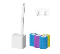 Brosse WC jetable avec 24 recharges - Ouverture automatique du couvercle, poignée étendue pour un nettoyage sans effort des toilettes - Système de nettoyage hygiénique jetable
