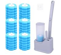 Brosse WC jetable avec poignée allongée et support - Kit de nettoyage avec 36 recharges de nettoyant pour salle de bain, lavabo, baignoire, sol