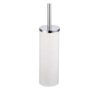 Brosse wc manche en inox et grand pot cylindrique fermé MIAMI - Blanc