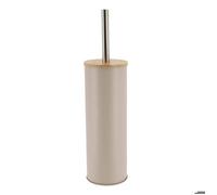 TENDANCE Brosse WC avec Support en métal Taupe et Couvercle Bambou