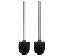 Brosse WC Noire avec Manche en Acier Inoxydable, Lot De 2, Manche Lisse Et Confortable, Élégante, Durable Et Efficace. Convient Aux Hôtels, Auberges, Maisons D'hôtes Et Restaurants
