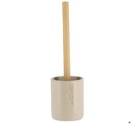 TENDANCE Brosse WC avec Support en résine Beige Mat & Manche en Bambou
