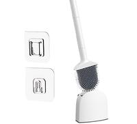 Brosse WC Silicone Antibactérienne à Séchage Rapide - Balayette Toilette à Manche Long