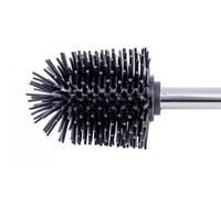 WENKO Brosse de Silicone avec Manche Acier INOX - Brosse de Toilette avec tête de Rechange en Silicone, Acier Inoxydable, 7.5 x 35 x 7.5 cm, Brillant