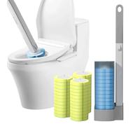 Brosse WC Suspendu Jetable Recharge Tête de Brosse Eponge Remplaçable Nettoyeur Toilette avec Produit 48 Recharges de Détergent Support pour Evier Baignoire et Lavabo (48 PCS Parfum citronné)