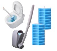 Brosse WC - Système de nettoyage des toilettes avec recharges | Kit de brosse WC détachant | 16 tampons de recharge pour la rouille, le calcaire, l'eau dure, le nettoyage en profondeur et l'hygiène de