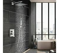 Brossed Nickel Shower Robinet System Set Précipie Précipitant Pays Bouche Chauffage Hot Et Cold Water Mélange Avec Valve-10 Pouces,Mur De 10 Pouces